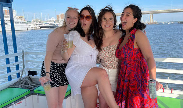 girls have fun on party boat Charleston SC