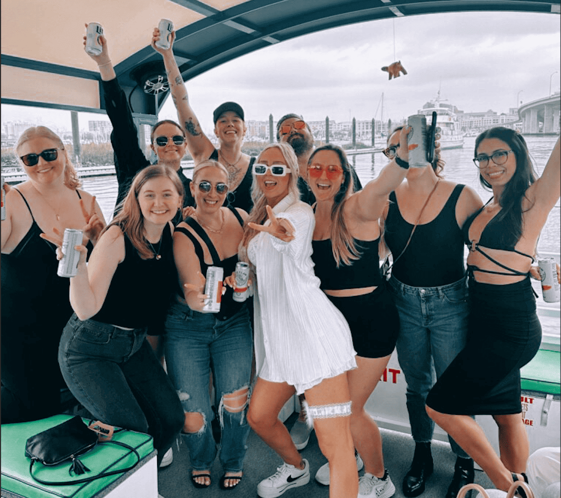 Happy Girls celebrating a Bachelorette Party in Decenber in Charleston