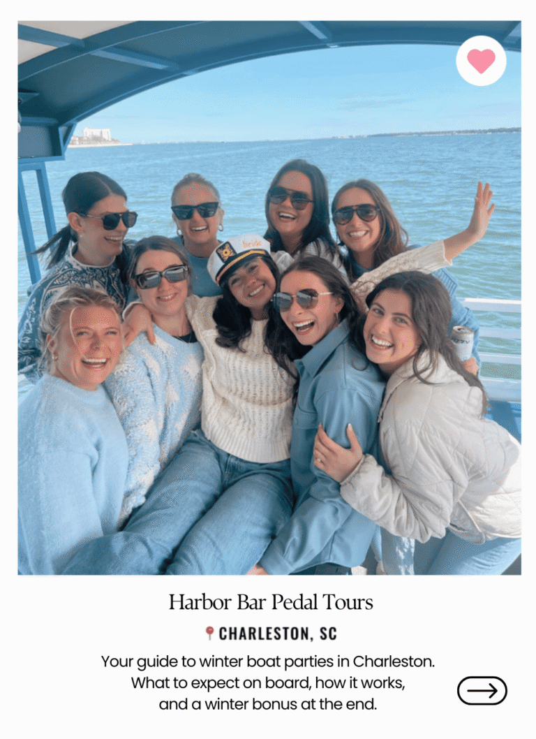 Winter boat party in Charleston with friends on a private harbor cruise